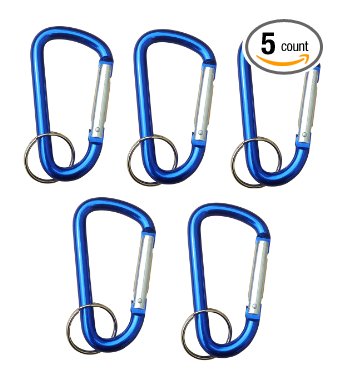 3 Inch Aluminum D Shaped Carabiners 5 Pack