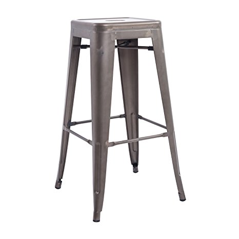 HomCom Stackable Industrial Metal Bar Stool (30" Set of 2, Bronze)