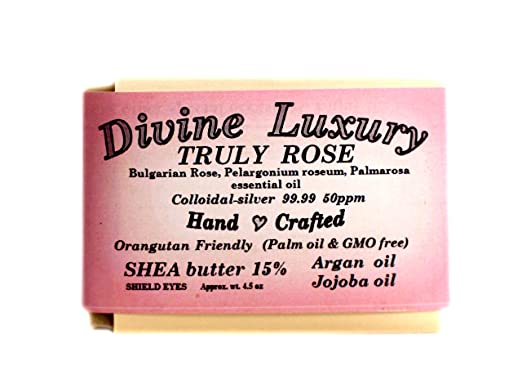 Colloidal Silver Soap Bar PURE ROSE (essential oil) DivineLuxurySoap - All Natural, No Palm Oil, Feel Clean, Safe, Bubbly