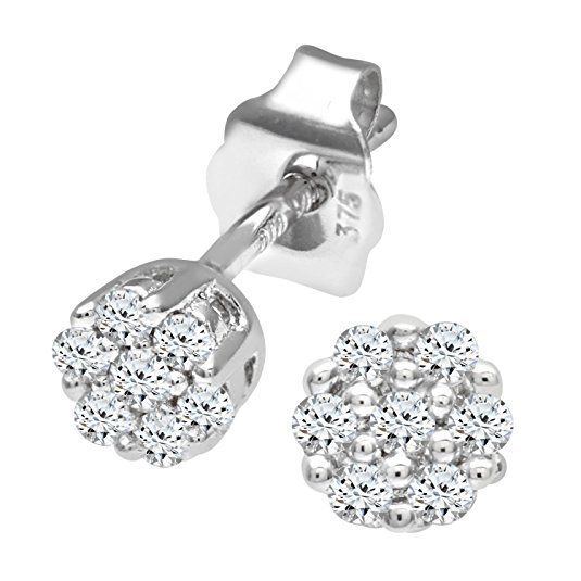Naava Women's 0.1 ct J-I2 Diamond Earrings in 9 ct White Gold