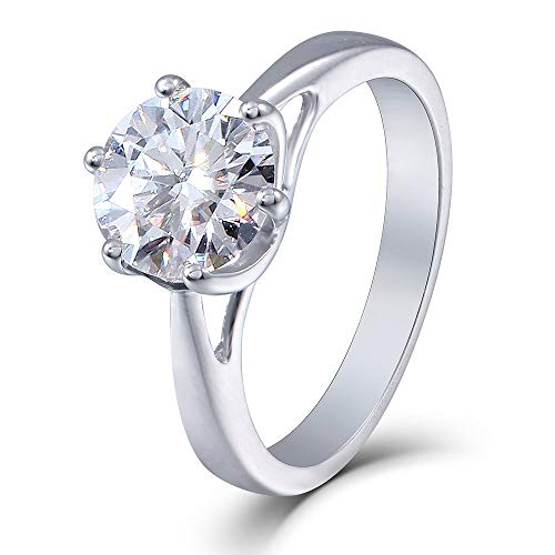 10K White Gold 1.0 Carat H Color 2.8MM Width Moissanite Simulated Diamond Engagement Ring for Women
