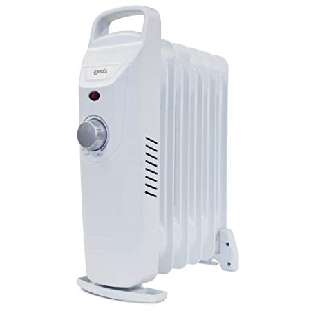 Igenix IG0500 Mini Oil Filled Radiator, Electric Heater with Adjustable Thermostat, Carry Handle, Leak-Free, Overheat Protection, 600 W, White