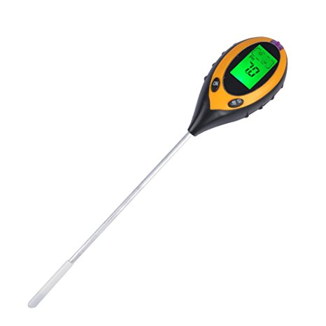 4-in-1 Soil Moisture Sensor Meter by Alotpower, Soil PH,Moisture Monitor, Soil Temperature and Sunlight Intensity Tester for Indoor/Outdoor Plant Survey Instrument Tester