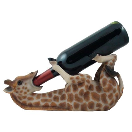 Drinking Giraffe Wine Bottle Holder Statue in African Jungle Safari Sculptures and Figurines Decor and Wildlife Animal Wine Racks and Stands Gifts