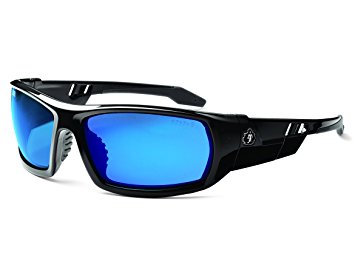 Ergodyne Skullerz Odin Safety Sunglasses - Black Frame, Blue Mirror Lens