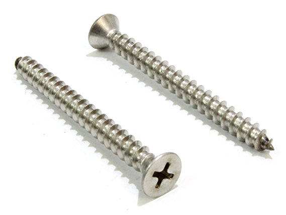 #8 x 1-1/2" Stainless Flat Head Phillips Wood Screw (100 pc), 18-8 (304) Stainless Steel, Choose Size, By Bolt Dropper