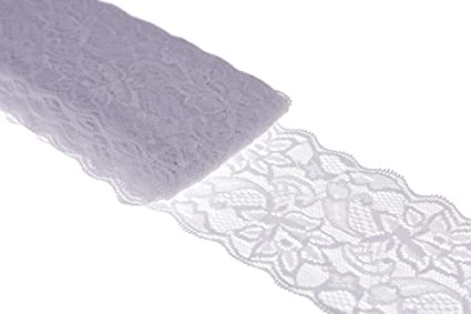 ATRibbons 10 Yards 3 Inch Wide Elastic Lace Trim Floral Pattern Lace Ribbon for Garment,Crafts and Gift Wrapping (White)