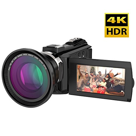 Video Camcorder, Andoer 4K Digital Video Camera 48MP 2880 x 2160 HD 3inch Touchscreen Handy Camera with IR Night Sight Support 16X Zoom 128GB Max Storage Christmas Valentine's Gift Present