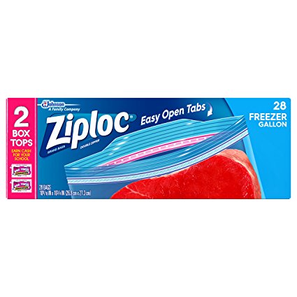 Ziploc Freezer Bag, Gallon, 28 Count