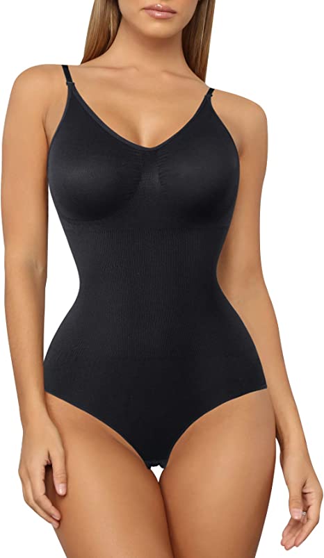 Irisnaya Women Slimming Bodysuits Shapewear Tops Tummy Control Body Shaper Spaghetti Strap Camisole Leotards Bodycon Jumpsuit