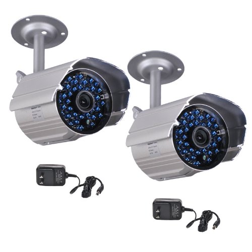 VideoSecu 2 Outdoor CCTV Infrared Day Night Vision Bullet Security Cameras Weatherproof 520TVL High Resolution 36 IR LEDs for DVR Home Surveillance with Power Supplies WK8