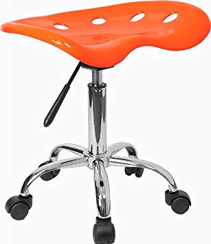 Flash Furniture Vibrant Orange Tractor Seat and Chrome Stool