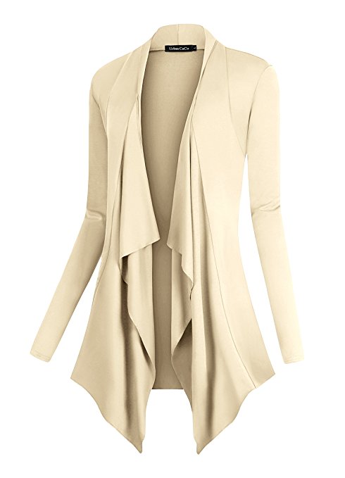 Urban CoCo Women's Drape Front Open Cardigan Long Sleeve Irregular Hem