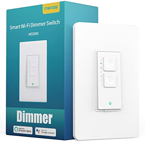 Smart Dimmer Switch Single Pole - meross Smart WiFi Light Switch for Dimmable LED, Compatible with Alexa Google Assistant, Neutral Wire Required, Remote Control Schedule, No Hub Needed, 1 Pack