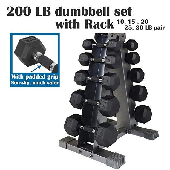 CAP Barbell PVC-Coated Hex Dumbbell Pairs Set (150/280/550/590 LB), Dumbbell Set with Rack Stand, Rack Only, or Set of 2 Weights with Padded Grip