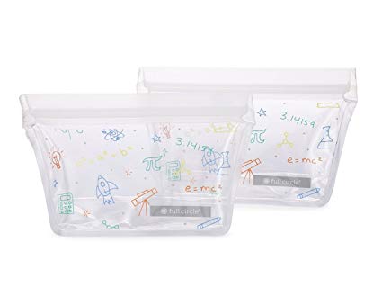 Full Circle ZipTuck Kids Reusable Snack Bags (2 Pack), STEM