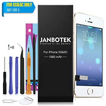 JANBOTEK Internal Li-ion Battery for iP 5S/5C with Complete Repair Tools Kit and Instructions - 24 Month Warranty