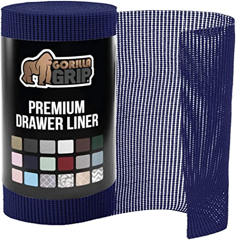 Gorilla Grip Original Drawer and Shelf Liner, Strong Grip, Non Adhesive, Easiest Install, 12 Inch x 10 FT Roll, Durable and Strong Liners, Drawers, Shelves, Cabinets, Storage, Kitchen, Desk, Navy Blue