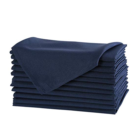 E-TEX 20 x 20-Inch Napkins, 100% Polyester Washable Cloth Napkins, Set of 12, Navy Blue