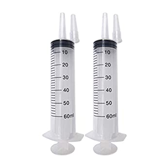 Pack of 2 X 60 ml 60cc 60ml Syringes Without Needle for Experimental Liquid Measurement Feeding Pets Solvents Glue Dispensing Extraction of Adhesives Succulents Watering Inks Pigments Lubricants