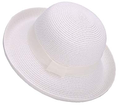 Lullaby Womens Foldable UPF 50  Structured Curved Wide Brim Bucket Straw Sun Hat