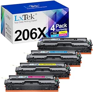 206X Toner Cartridges 4 Pack High Yield Replacement for HP 206X 206A to Use with HP Color Pro MFP-M283fdw M283cdw Pro M255dw M283 M255 (with Chip -B/C/Y/M)