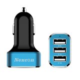Car Charger Nexcon 66A  33W 3 USB Ports Car Charger with SmartIC Technology - Rapid Portable Travel Charger for Apple iPhone 6S6 6 plus Samsung Galaxy S6S6 Edge All USB Powered Device BlackBlue