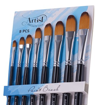 Artists Specialty Shop 12 pc. Brush & Palette Set - Includes 8 Nylon Hair Brushes and Four Mini Palettes