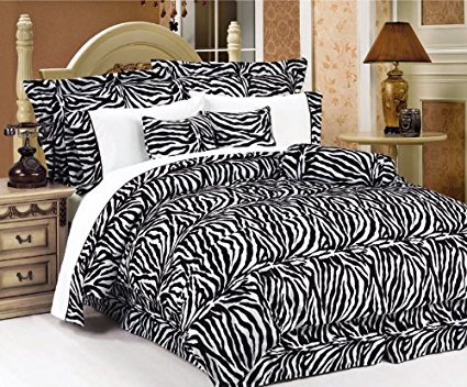 7 Piece Full Zebra Animal Kingdom Bedding Comforter Set