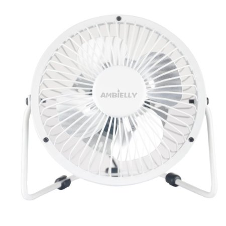 Ambielly USB Mini Desk Cooler Fan Velocity Personal Fan Electric desktop fans (6.1", White)