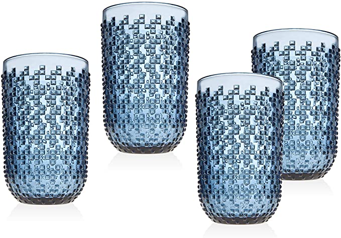 Highball Glasses Beverage Glass Cup Alba by Godinger – Blue – Set of 4