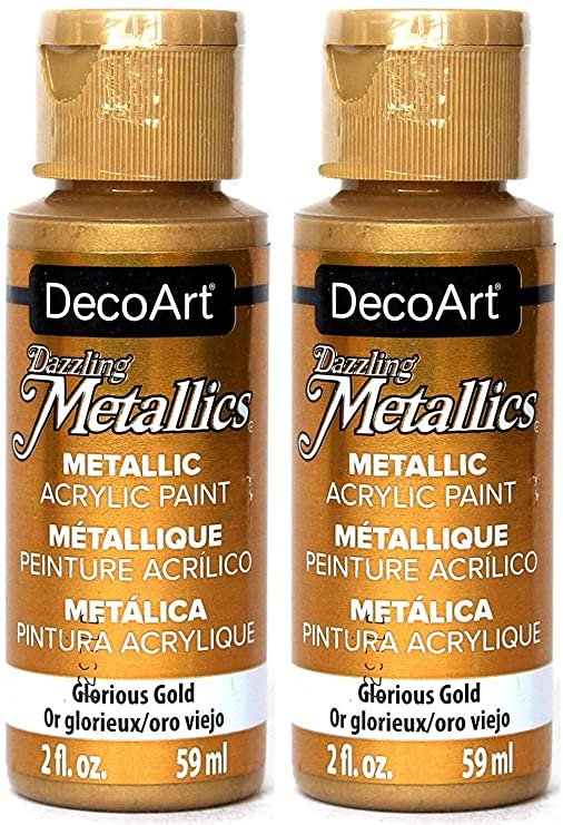 2-Pack - DecoArt Dazzling Metallics Acrylic Colors - Glorious Gold, 2-Ounces Each