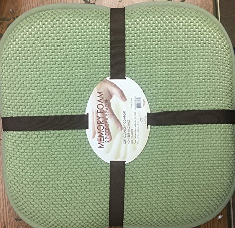 Popular Bath Memory Foam 2pc Chair Pad Set Honeycomb (Green)
