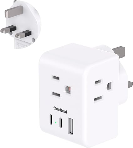 US to UK Ireland Travel Plug Adapter, Type G Power Plug Adapter with 3 Outlets 3 USB Ports(2 USB C), European Travel Plug Adapter for USA to England London Scotland British Qatar Irish Hongkong