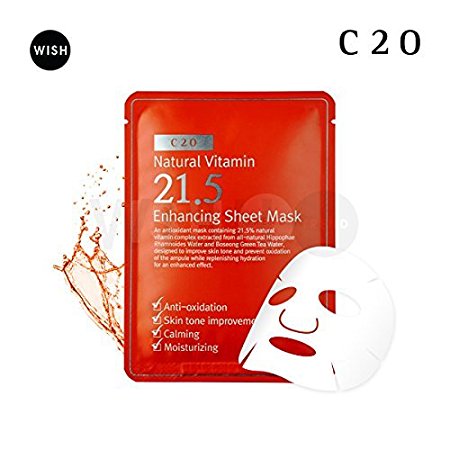 C20 Natrual Vitamin 21.5 Enhancing Sheet Mask, 10sheets, Brightening, Skintone Improvemnet