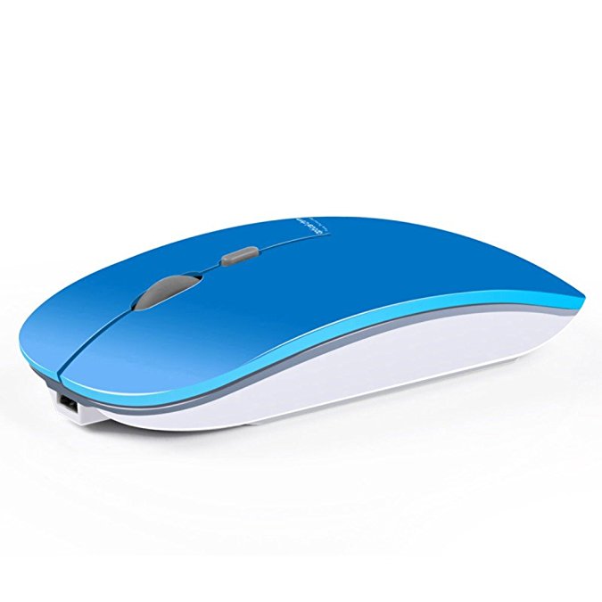 TENMOS T5 Wireless Rechargeable Mouse USB Optical Ultra Thin Mini Computer Silent Mouse for Mac/Notebook/Laptop (blue)