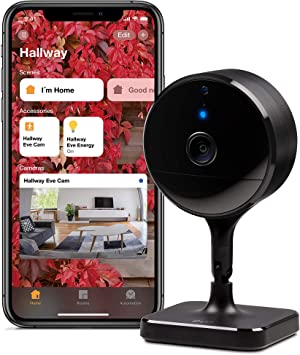 Eve Cam - Secure Indoor Camera, 100% Privacy, Apple HomeKit Secure Video, iPhone/iPad/Apple Watch Notifications, Motion Sensor, Microphone and Speaker, People/pet Recognition, Flexible Installation