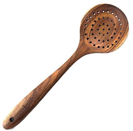 Vaorwne Teak Wood Spoon Long Handle Spoon Ladle Big Rice Paddle Wooden Cooking Spoon Skimmer Scoop Wooden Kitchen Utensils