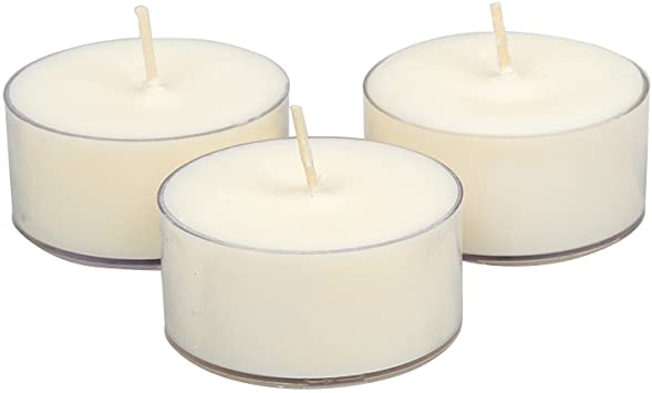 Soyworx Soy Tealight Candles - 25 Unscented - All Natural Color - Clear Cup Candles with 6 to 8 Hour Burn Time