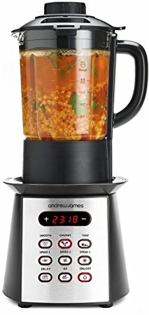 Andrew James Premium Black Soup Maker, Blender, Smoothie Maker And Ice Crusher With 8 Pre-set Programmes, 1.75 Litre Glass Jug And 2 Year Warranty