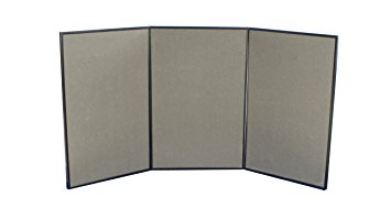 Displays2go 3-Panel Tabletop Exhibition Board with 72 x 36, Carrying Case and Gray Velcro-Receptive Fabric Write-On Whiteboard (3PV7236GRY)
