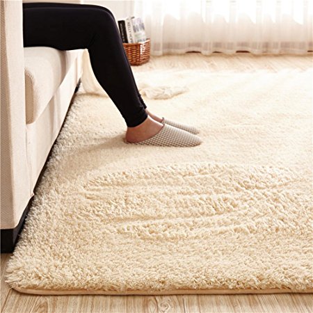 Ultra Soft 3.5cm Thicken Sherpa Soft Shag Area Rug Fluffy Living Room Carpet Bedroom Rug 63 by 91 inch-MAXYOYO Solid Shaggy Area Rug Dining Room Home Bedroom Carpet Floor Mat