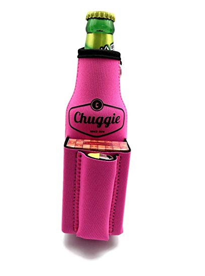 Chuggie Bottle with Two Pockets - Holds Cigarette and Lighter, Phone, Keys, 3mm Neoprene