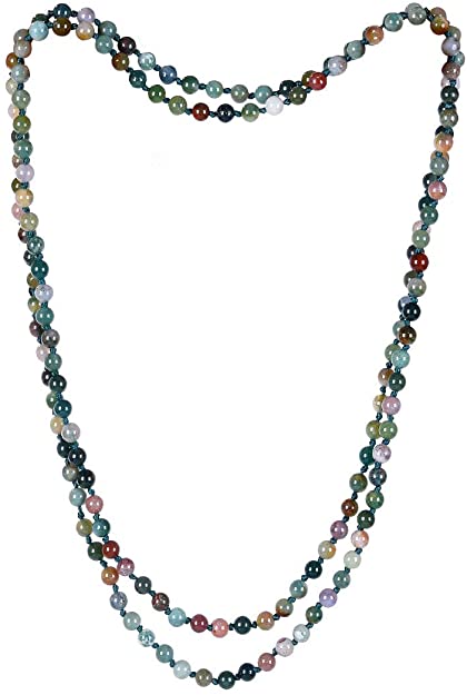 CAT EYE JEWELS Long Beaded 6MM 8MM 48 59 Inch Natural Mala Beads Multi Strand Necklace for Women Men Girls