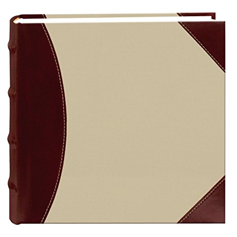 Pioneer High Capacity Sewn Fabric and Leatherette Cover Photo Album, Brown on Beige
