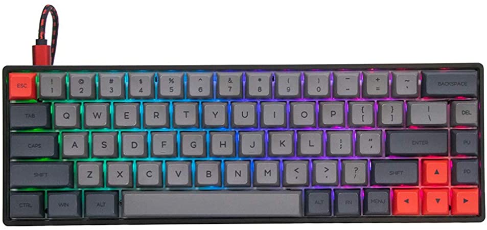 EPOMAKER GK68X 68 Keys Hot-swap RGB Mechanical Keyboard with Split Spacebar Module, Dye-subbed PBT GSA Keycaps, 3Fn Programmable Macros for Mac/Win/Android/iOS (Gateron Brown Switch, Grey Black)