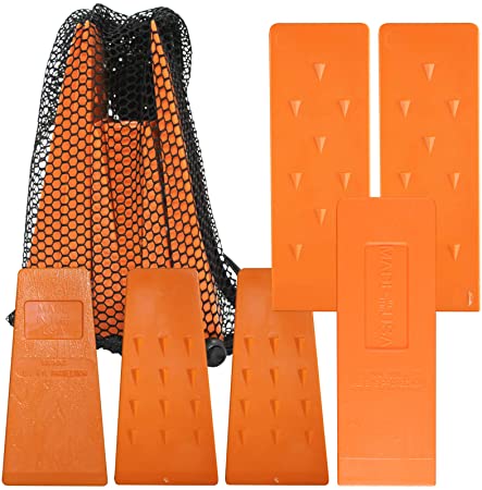 Cold Creek Loggers Orange Spiked Tree Wedges for Tree Cutting Falling, Bucking, Felling Wedges Chainsaw Loggers Supplies, 3-5.5" and 3-8" Wedges Plus Free Storage Bag Made in USA!