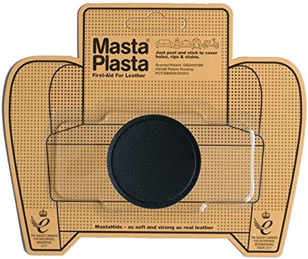 MastaPlasta Self-Adhesive Patch for Leather and Vinyl Repair, Small Circle, Black - 2 Inch Diameter