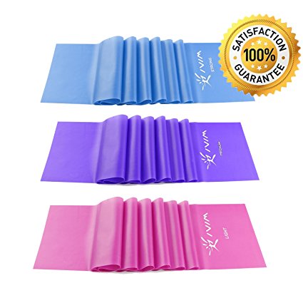 Therapy Flat Resistance Bands Set, Latex Free Flat Exercise Stretch Bands for Stretching, Flexibility, Pilates, Yoga, Ballet, Gymnastics and Rehabilitation (3 Set - 120cm Length)