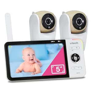 VTech VM928-2HD 5” 720p HD Display 2 Cameras Baby Monitor,110 Wide Angle View,Remote Pan-Tilt-Zoom,Night Vision,Up to 1000ft Range,Temperature Sensor,9 Soothing Sounds & Lullabies,2-way Talk,No WiFi